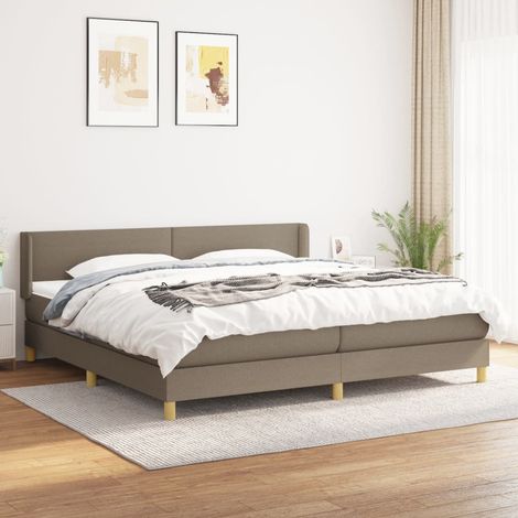 Lit adulte Durable,Lit à sommier Tapissier + Matelas Taupe 200x200 cm Tissu -11984 (1/5)