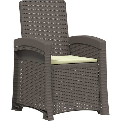 Sillón de jardín reclinable imitación ratán Gris Claro y Crema vidaXL