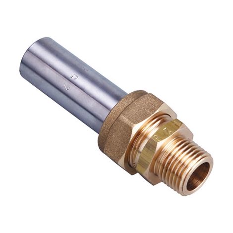 Raccord NF 3 pièces à visser mâle 1/2" (15/21) - à souder tube acier Ø21,3 - DN15 - 5 bar - Gurtner