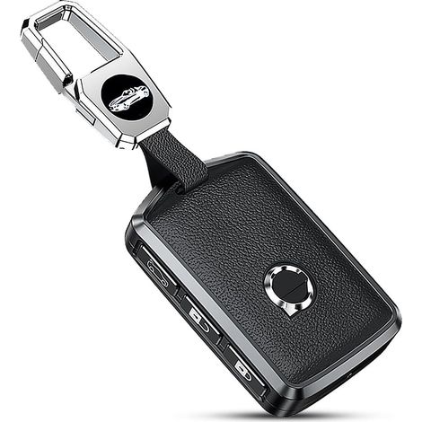 Compatible avec la housse de clé V-olvo avec chaîne, étui en cuir et protecteur pour XC90, XC60, XC40, S60, S90, V60, V90, Polestar 1, Polestar 2, couvrant protecteur en alliage de zinc. (1/5)