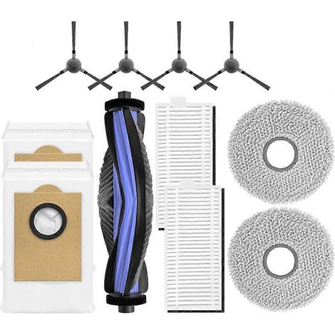 Kit de 11 pièces pour aspirateur robot Lefant M3 : brosses latérales principales, lingettes de nettoyage, filtres, sacs à poussière et accessoires. (1/5)