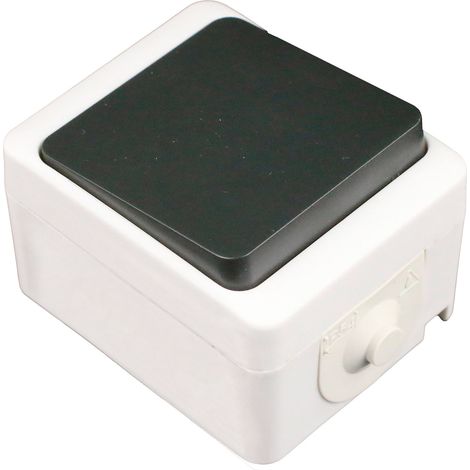 Zenitech – Mini bouton poussoir 10A IP54 – Étanche pour extérieur – Fixation bornes à vis – Puissance 2300 W sous 250 V – Noir