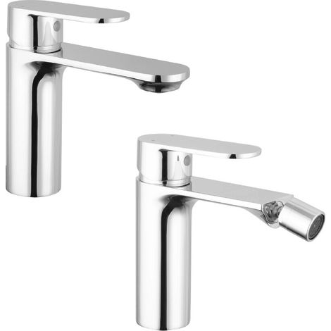 Coppia miscelatori lavabo bidet senza scarico cromato Kerry (1/4)