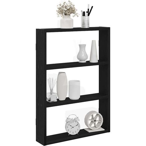 Estantería de pared madera de ingeniería negra 43x9x60 cm