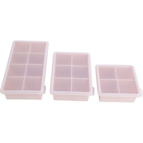 Moule à glaçons en silicone 3 pièces avec couvercle, bacs à glaçons flexibles, accessoires de cuisine DIY, rose