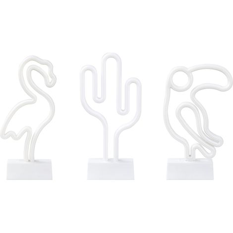Conjunto de 3 letreros LED de neón azul verde rosa PVC luces pilas accesorio Mabel