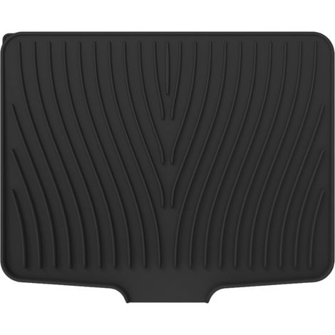 Tapis de cuisine en silicone avec égouttoir intégré, antidérapant et résistant à la chaleur, idéal pour les plans de travail, noir, 40 x 33 cm (1/5)