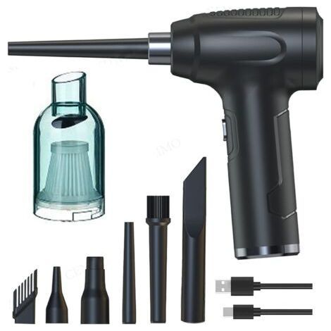 Aspirateur à air comprimé, aspirateur d'ordinateur sans fil, dépoussiéreur électrique pour clavier, bureau, nettoyage de siège de voiture, bon remplacement pour bidon d'air comprimé, destruct (1/5)