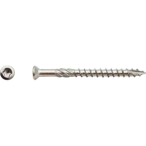 100 Vis Bois Terrasse Tête Réduite Crantée Torx T25 5X40 mm - Inox A2 - D-Work
