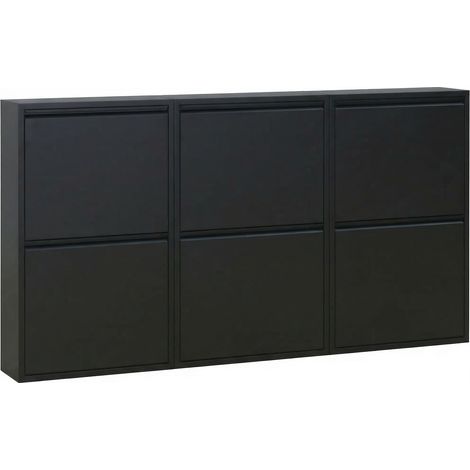 Pisa Schuhschrank mit 6 Türen. Metall schwarz. Wird fertig montiert geliefert. (1/5)