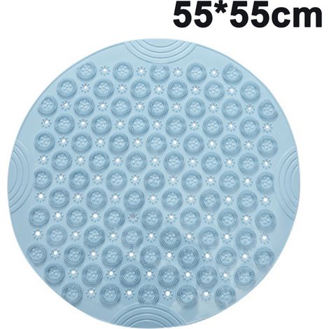 Tapis de douche rond, tapis de bain anti-moisissure sans BPA, antidérapant, avec ventouses et trous de drainage pour salles de bain