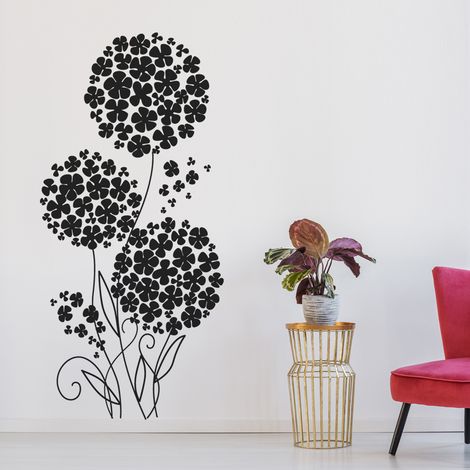 Sticker Mural - Fleurs - 27x57 cm - Noir (1/3)