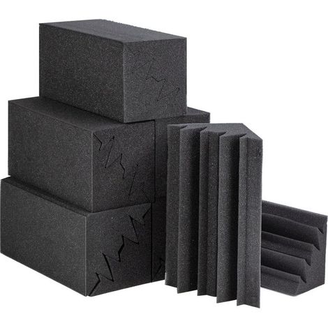 (12 x 12 x 24 cm) Bassfallen-Set mit 12 Akustikschaumstoffplatten, hochdichte Schalldämmplatten zur Reduzierung von Innengeräuschen und Echo für Tonstudios/Heimbüros (1/5)