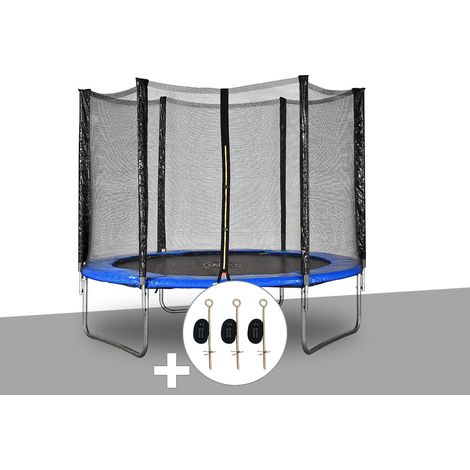 Kit trampoline Jardideco Atlas Ø 2,44 m Bleu + Kit d'ancrage