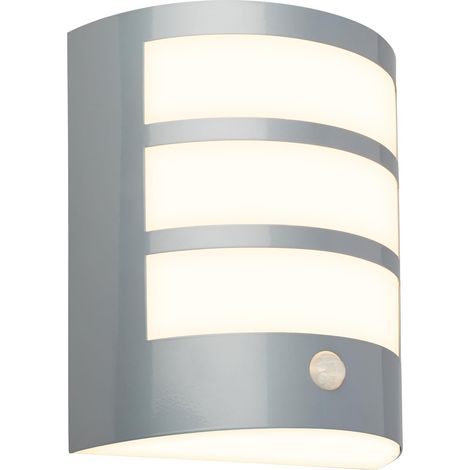 Applique murale LED sans alimentation électrique avec détecteur de mouvement, capteur crépusculaire, minuterie de 20 s, lampe extérieure, 18x15x7 cm, chrome mat (1/5)