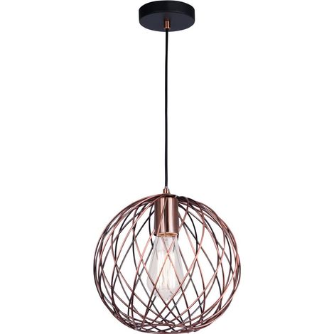 Merano Banff 25cm Fil de Fer Suspension Plafonnier Rouille Cuivre Métal LED E27