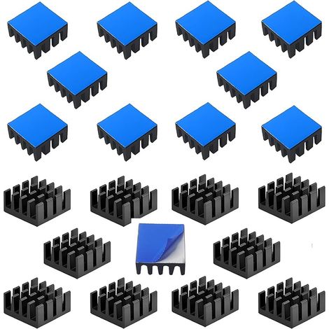 Dissipateur Thermique,  Radiateur en aluminium,Avec de la colle thermique Utilisé pour refroidir l'imprimante 3D (20pcs, noir) (1/4)