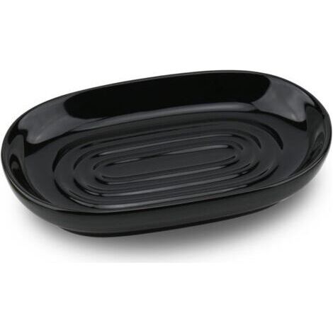 BUNTHAUS Porte Savon Céramique Antidérapant, Porte Savon Marbre pour Salle de Bain, Support Savon Solide pour Cuisine, Évier et Douche (Noir)