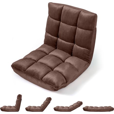 COSTWAY Sedia Cuscino Pavimento Terra Imbottita Spugna Schiuma Schienale Regolabile Pieghevole Reclinabile Supporto Velluto Soggiono Salotto Camera Letto Inte (1/5)