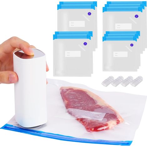 10 PCS Sac Sous-vide Réutilisables Sacs de Conservation Sacs Sous-vide Alimentaires Sac Congelation Sac Stockage pour Fruits Viande Pain avec Clip d'étanchéité avec Pompe Electrique (1/5)