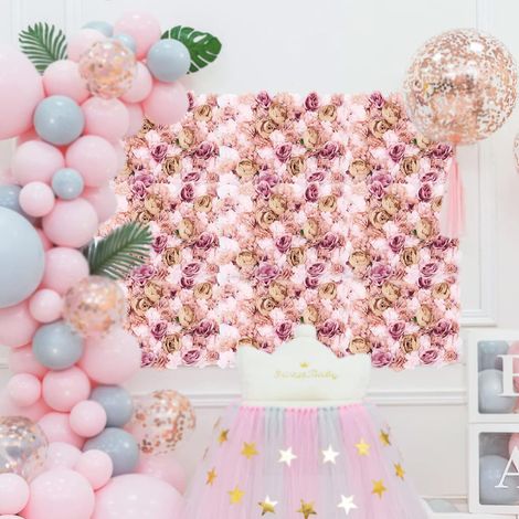 6 Stück Blumen Wandpaneele, Blumenwandpaneel Blumenwand Kunstblumen, Blumenwand für Hochzeit, 60  40cm Rosenwand Dahlienrose Blumenwandhintergrund für Party Heimdekoration