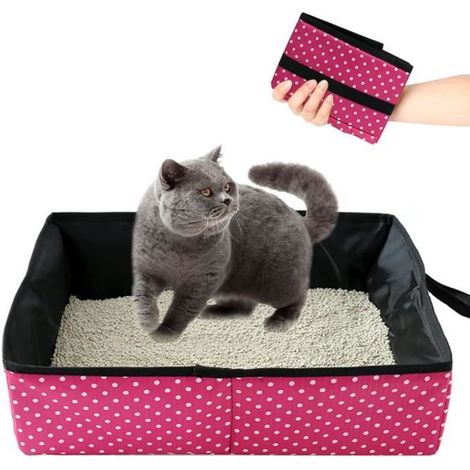 Bac à Litière pour Chat Pliable Portable, Boîte à Litière de Voyage pour Chat,Nettoyer Toilette pour Chat pour Voyage. (1/2)