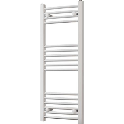 Zennor - White Heated Towel Rail - H1000mm x W400mm - Curved (1/3)
