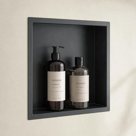 doporro Niche de Douche à Carreler Noir 30x30cm Étagère Murale à Encastrer en Acier Inoxydable 1 Pièce