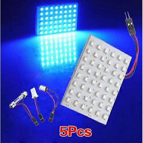 Panneau lumineux intérieur de voiture (5 pièces) : 48 LED SMD T10 BA9S, adaptateur pour ampoules navette, 12 V, panneau Blu-ray (1/4)