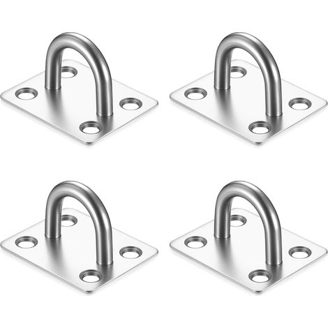 4 Pièces Pontet Inox, Plaque à Oeillets en Acier Inoxydable, Plaque à œil en Acier Inox, Crochets de Plafond Support Murale pour Fixation de Plafond et Fixation Murale (1/5)