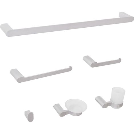 6-Piece Bathroom Hardware Set PARACAS with Towel Bars and Hooks Silver