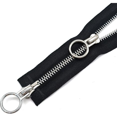 Fermetures éclair Métal Double Curseur Séparable Fermeture Éclair Métallique Noir Zipper Glissière Fermeture Éclair à Double Sens Fermetures à Glissière Pour Couture, Jackets (noir, 80 cm) (1/5)