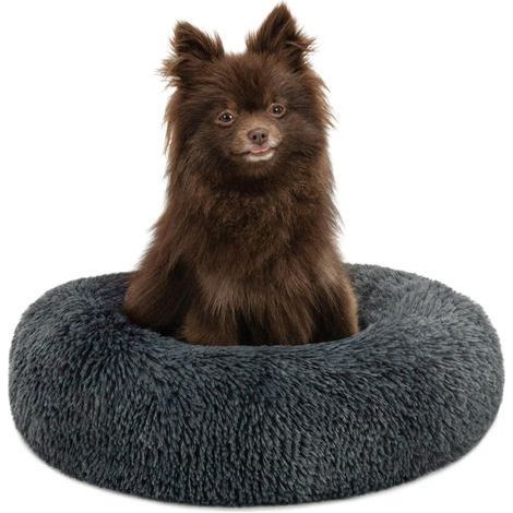 Lit Donut pour Chiens et Chats, lit Rond Moelleux pour Petits et Grands Animaux domestiques, Ø40 cm, lit pour Chats en Peluche Doux, Coussin pour Chien avec Rembourrage Extra épais, Gris foncé (1/5)