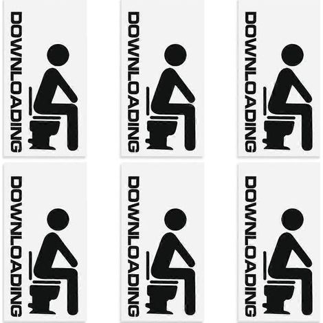 Lot de 10 autocollants muraux pour salle de bain représentant des hommes assis sur les toilettes. Autocollants muraux imperméables et amovibles avec citation humoristique. (1/5)