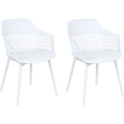 Conjunto de 2 sillas de comedor blancas asiento sintético patas Almira