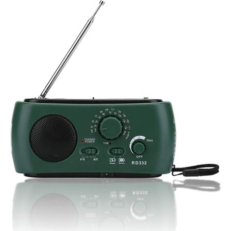 Radio solaire AM et FM d'urgence à manivelle 500 mA avec lampe de poche LED chargeur téléphone portable pour la randonnée le camping (1/5)