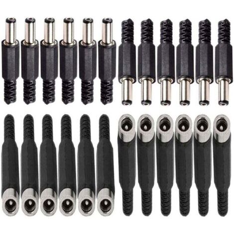 12 Pcs connecteurs DC Montage Panneau Prise 2,1mm x 5,5 mm/2,5mm x 5,5 mm,12 Prise connecteur Femelle 5,5 mm x 2,5 mm /2,1mm x 5,5 mm
