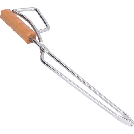 Pince à bûches en bois de hêtre et acier inoxydable, pince résistante à la chaleur pour feu de camp, barbecue et pique-nique en extérieur (1/5)