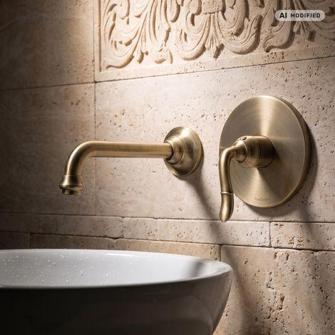 PaulGurkes Robinet de lavabo en bronze encastré rétro antique pour lavabo avec corps de base inclus (1/5)