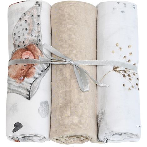 Pañales de muselina, 3 piezas (conjunto W) (1/5)