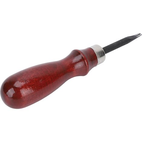 Liséoir en acier 0,8 mm, manche courbé en bois de santal, outil de biseautage pour cuir, coupe précise, affûtage facile, portable pour travail artisanal, finition nette (1/5)