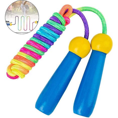 Corde à sauter pour enfants, poignée en bois de haute qualité, entraînement physique, activité ludique en extérieur, longueur ajustable (1/4)