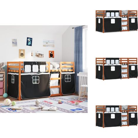 Lit superposé sans matelas 90x200 cm bois de pin massif - Lit Superpose - Lit Mezzanine - Lit Enfant - Lit Design - Mobilier Enfant (1/5)