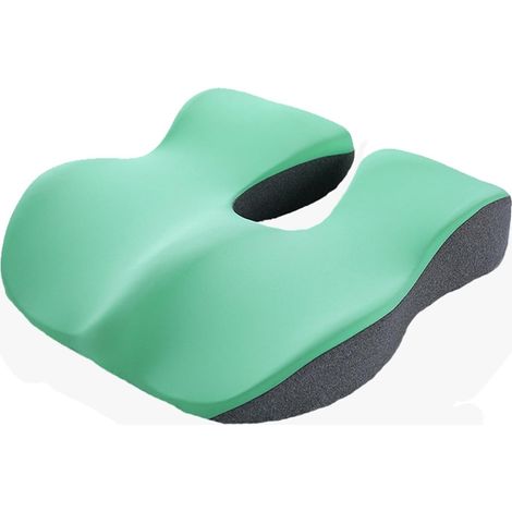 Filiyano-Coussin d'assise en mousse à mémoire de forme pour soulager les douleurs au coccyx, dossier (Gris clair/Vert) (1/5)