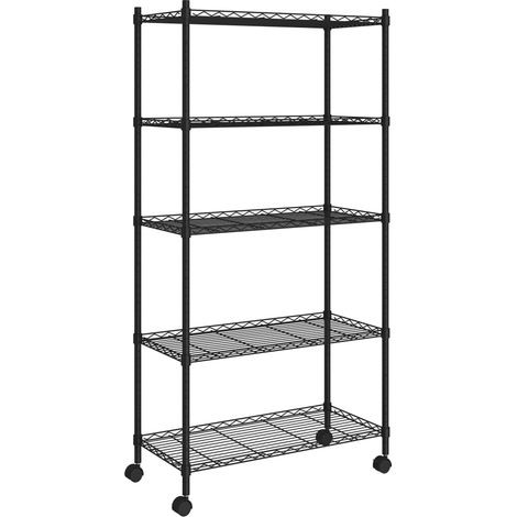 Scaffale portaoggetti a 5 ripiani con ruote 75 x 35 x 155 cm 250 kg nero 020045700