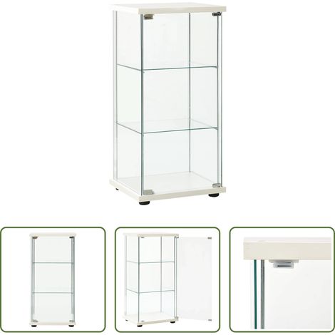 Armoire en verre - Armoire de rangement Verre trempé Blanc (1/5)