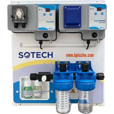Régulateur de pH automatique pour piscine jusqu'à 160m3 – Contrôleur d'électrolyse au sel – Double chambre d'analyse – Prêt à installer – Bypiscine