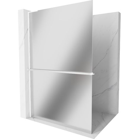 Mexen Kioto+ L Duschwand mit Regal Walk-in 90 x 200 cm, Spiegel, Weiß - 800-090-123-20-50