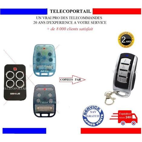 ADYX GENIUS BRAVO - TELECOMMANDE COPIEUSE COULEUR METAL ADYX GENIUS BRAVO TE4433H BLEUE, NOIRE - BIP PORTAIL (1/2)