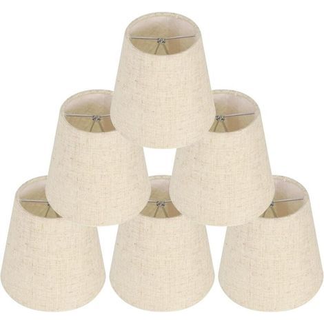 6 Pièces Abat-Jour pour Lampes de Table Lampe, abat jour clip, abat jour ,Remplacement Abat Jour en Lin Petits Abat Jour avec Clip pour Table de Chevet, Applique Murale en Cristal, Lustre de Bougeoir (1/5)